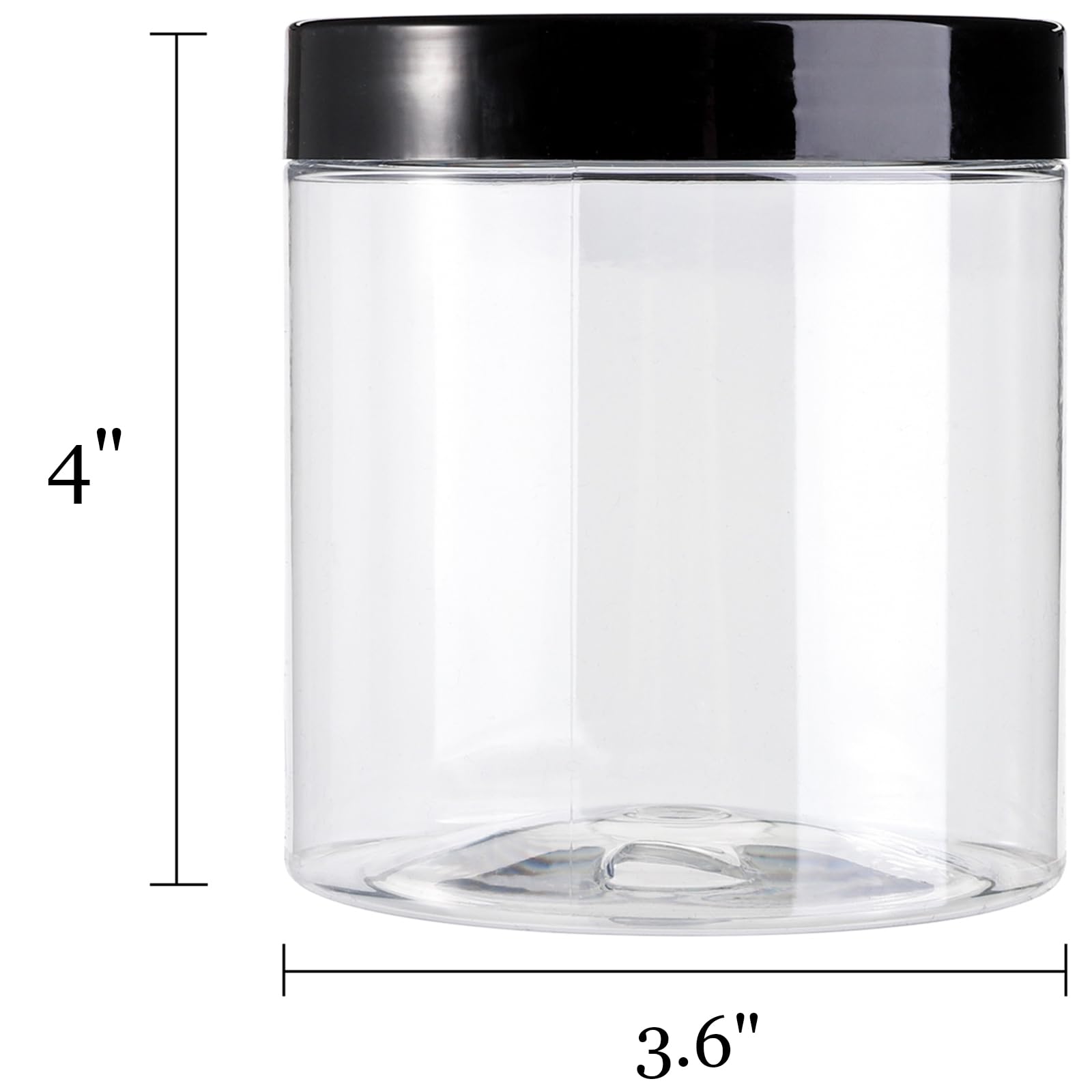Tosnail - Confezione da 16 barattoli in plastica trasparente con coperchio nero, a prova di perdite, per uso in cucina, prodotti di bellezza, spezie e molto altro