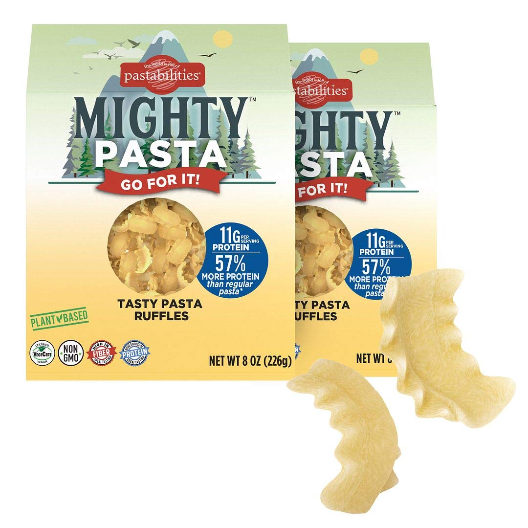 pastabilitiesHigh Fiber Pasta - Ruffles Shaped Wheat - 11g Protein per serving, Delicious Taste & Texture, Excellent Source of Prebiotic Fiber, Plant-based, Vegan and Non GMO Certified (6 Pack, 8 Oz)