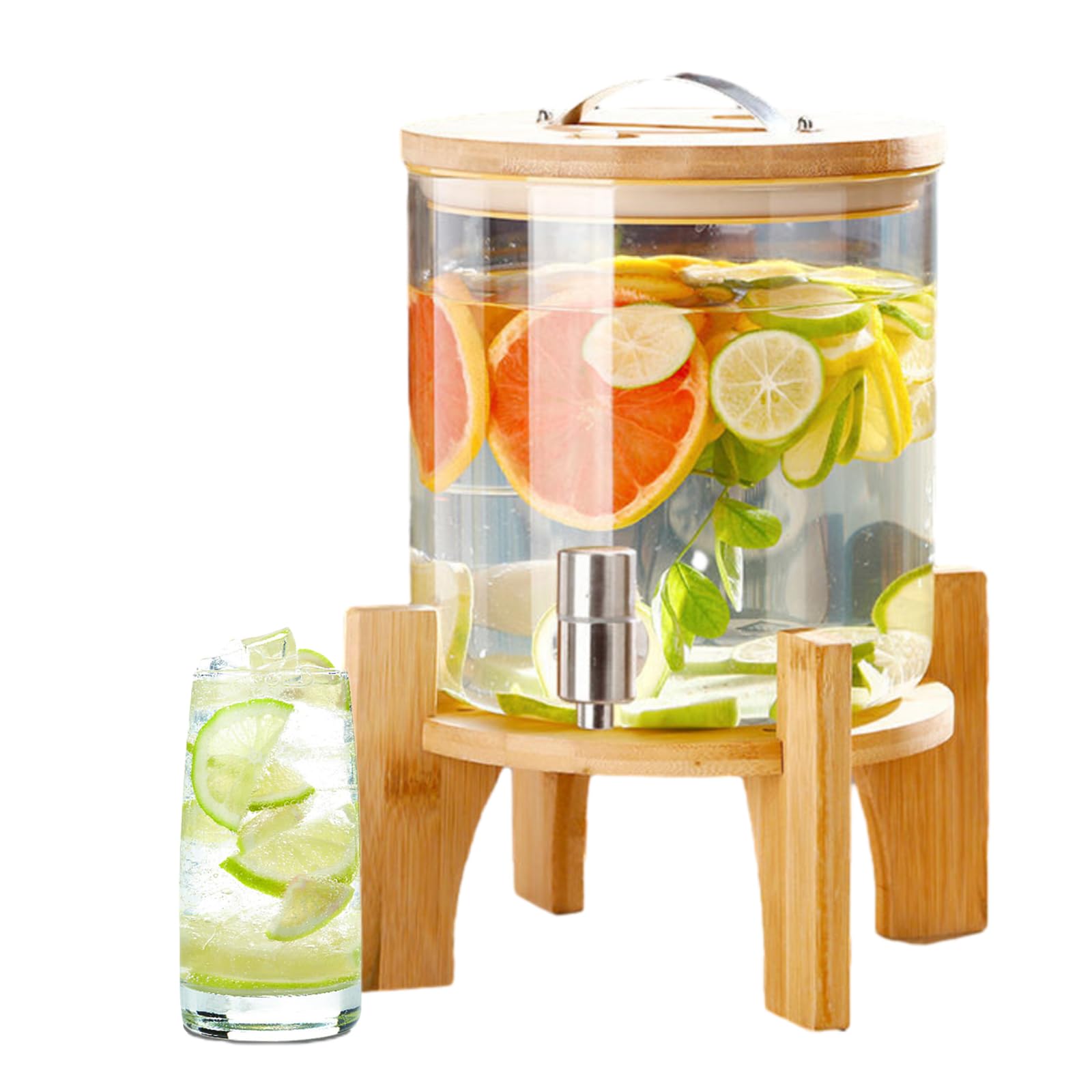 LYXXW Unbreakable Glass Drink Dispenser, Water Dispenser with Stand and Faucet, Lemonade Juice Dispenser, For Weddings, Parties, Hot or Cold Drinks, Ice Water,10L