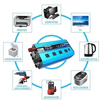 2500W Pure Sine Wave Inverter DC 12V to 110V/120V AC with LCD Display, 4 AC Outlets, Wireless Remote Control Car Power Inverter for Outdoor RV Camping Truck