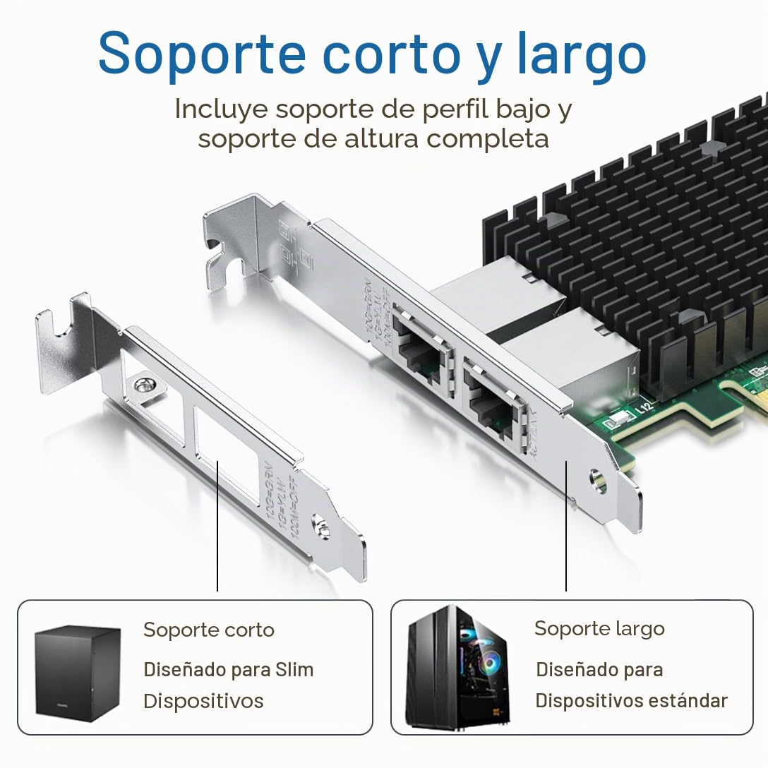 10G Nic,Dual RJ45 Ports,Tarjeta de Red Ethernet,10GbE CNA,Spec Igual a X540-T2,with Intel X540 Controller,Soporte Windows Server/Linux/VMware (Not Soporte Mac)