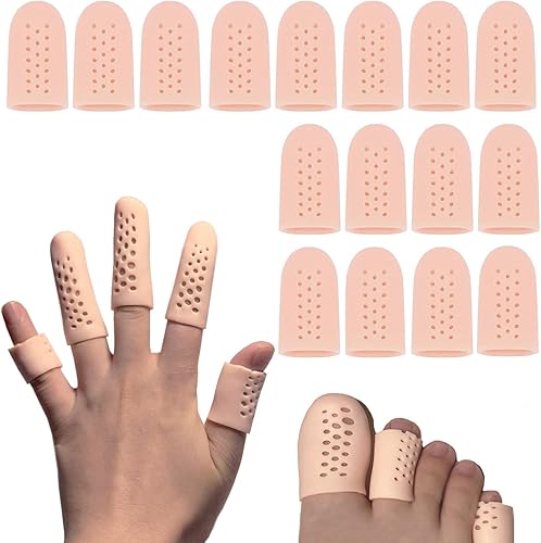 16 piezas de catre de gel con agujeros, protectores de dedos de silicona transpirables, fundas de dedos transpirables, fundas para los dedos,