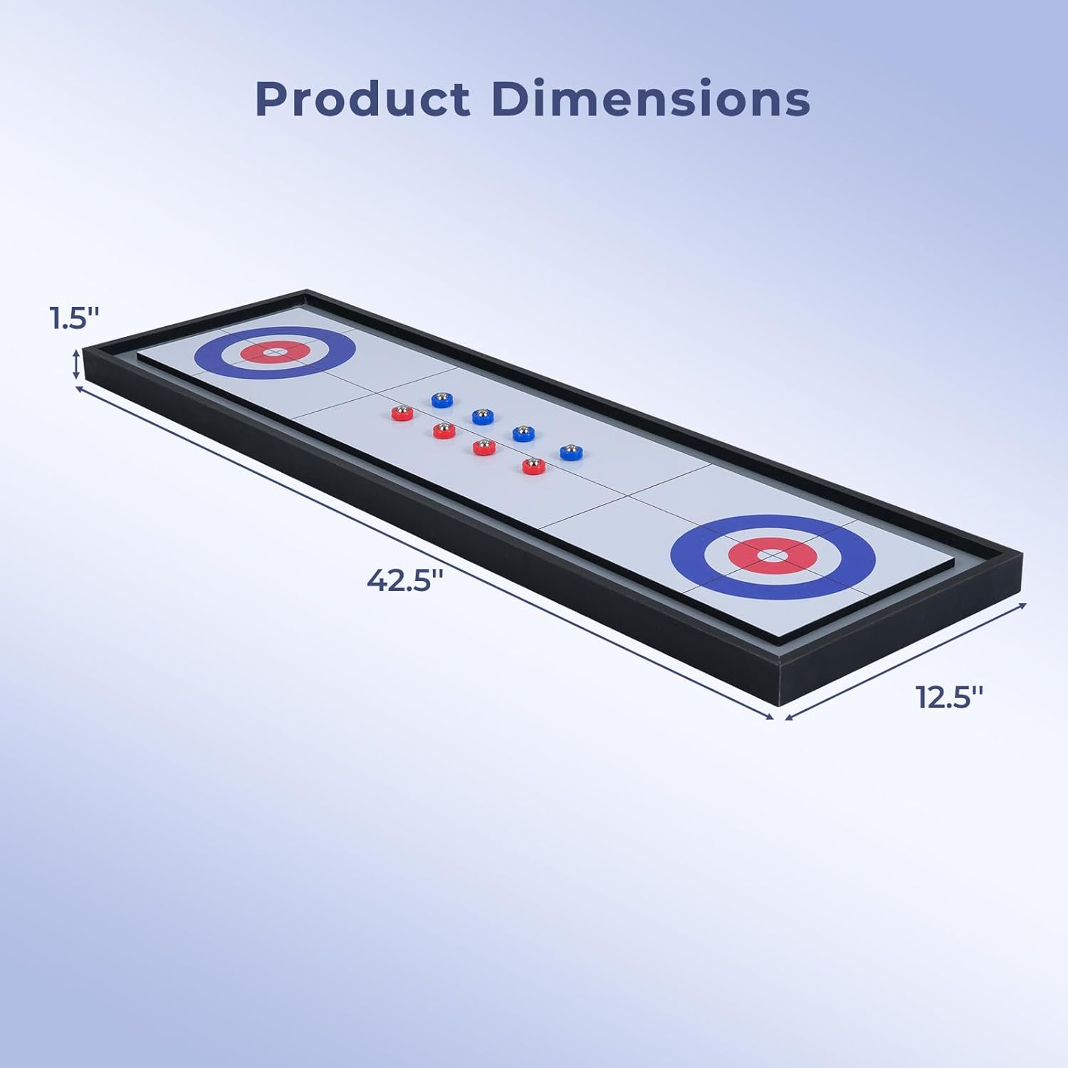 GYMAX Shuffleboard and Curling 2 in 1 Board Game, Portable 2-Sided Tabletop Wooden Shuffle Board and Curling Combo Game Set with 8 Rolling Pucks for Family Friends Indoor
