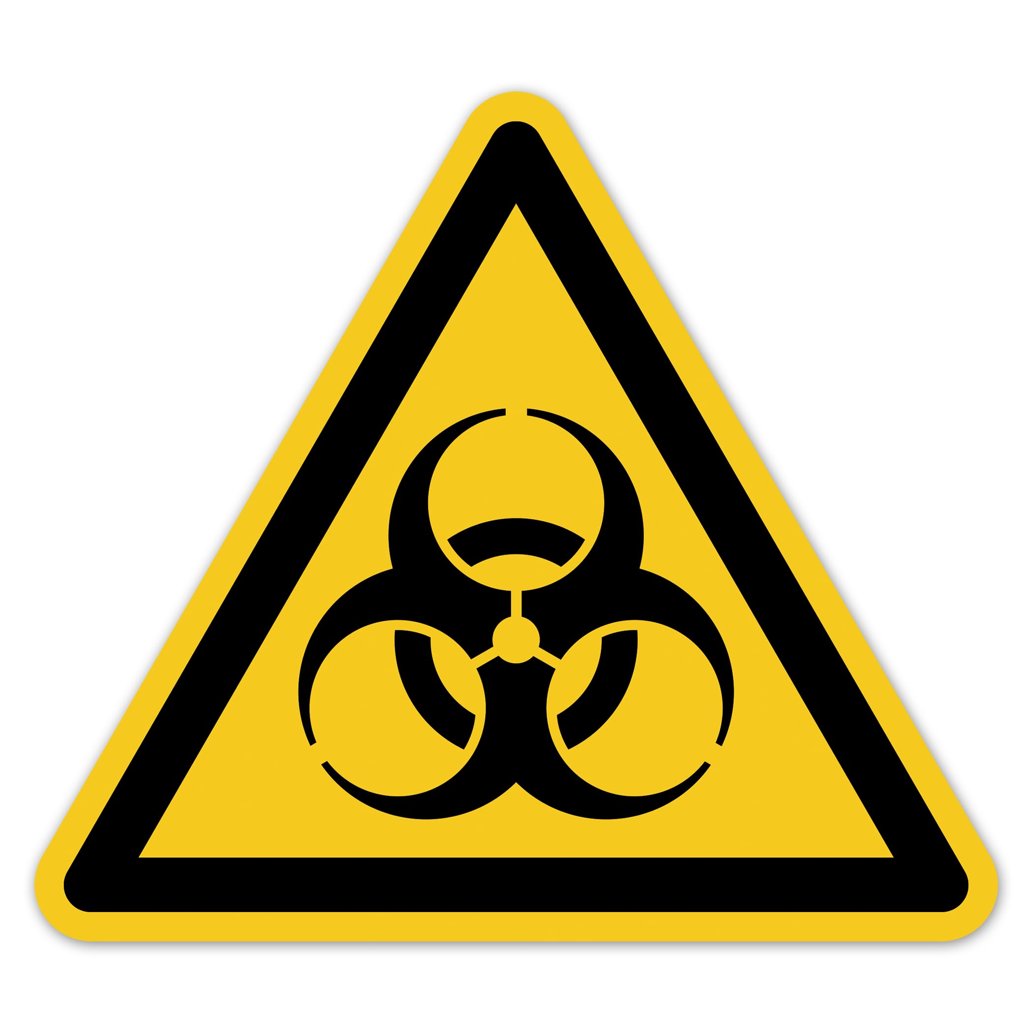 Segnale di pericolo biologico, adesivo secondo DIN EN ISO 7010 ASR A1.3 W009, simbolo di avvertimento per biopericolo, targhetta di sicurezza, autoadesiva, per laboratori, ospedali, studi