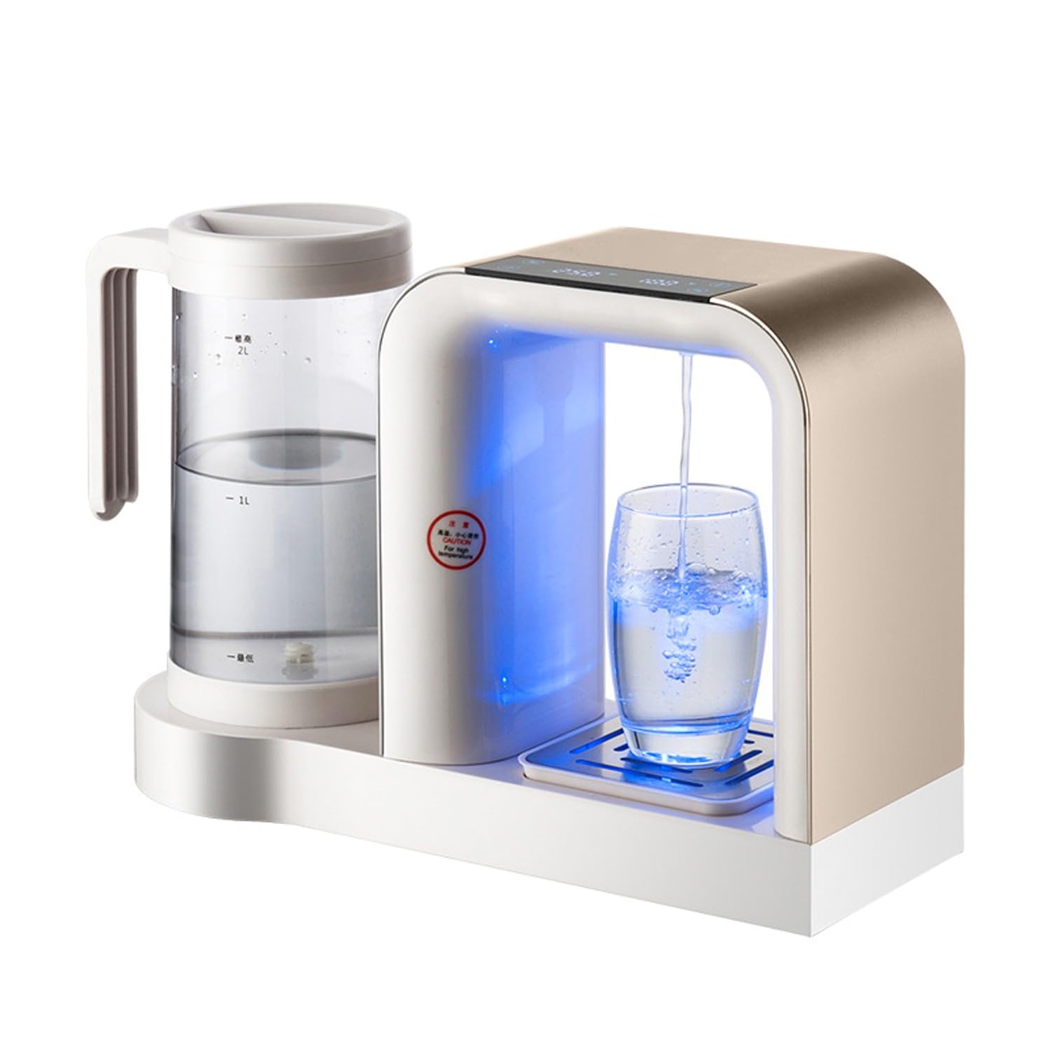 aquaservicePequeño mini dispensador de agua de escritorio con pantalla táctil con tecnología de luz nocturna de luz azul(Color:a)