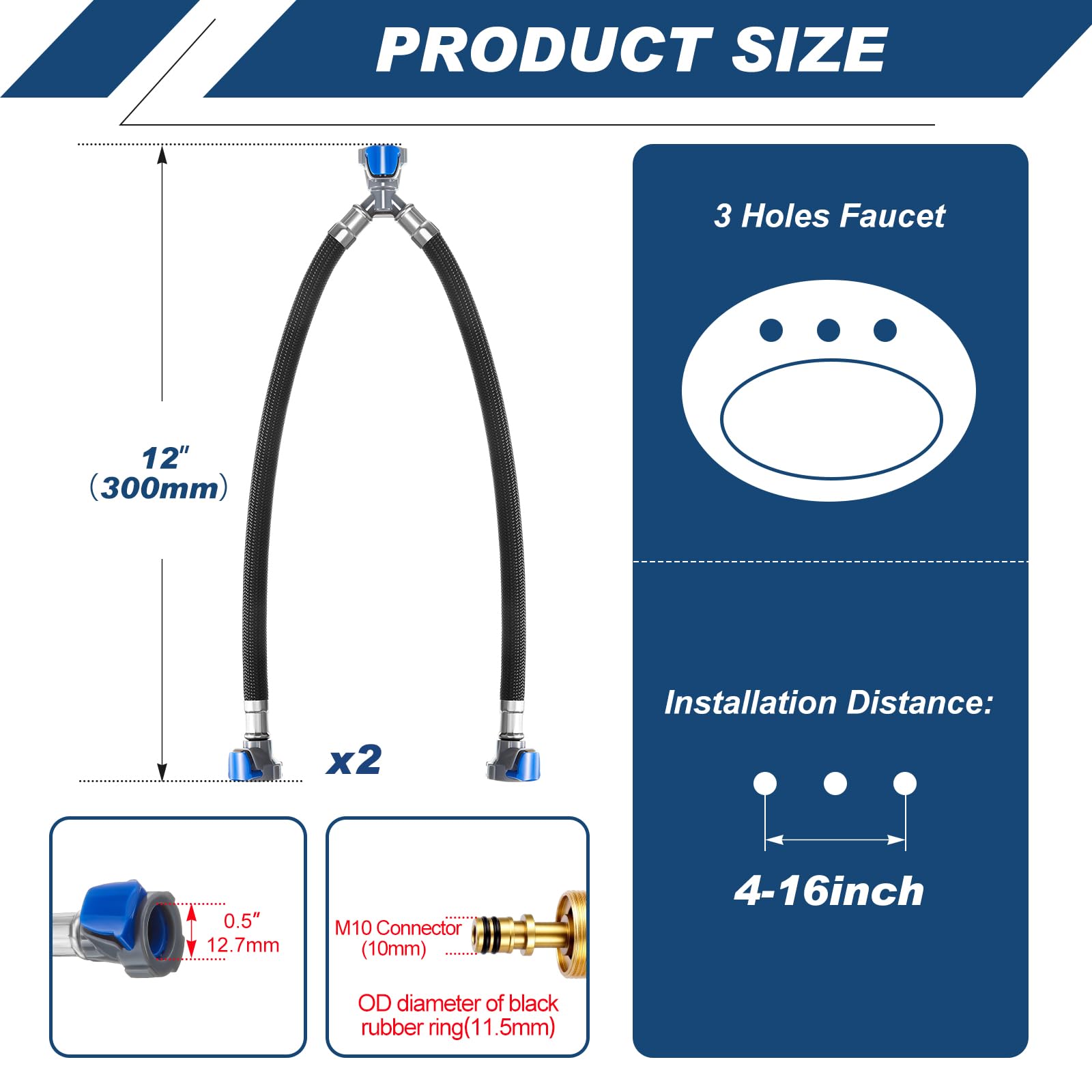 Quick Connect Faucet Supply Lines - 2 Pack -2