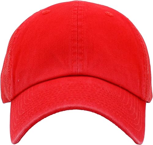 Miniatura 55 de KBETHOS® Gorra de béisbol de algodón ajustable de algodón con corona baja clásica Pigmento rojo teñido