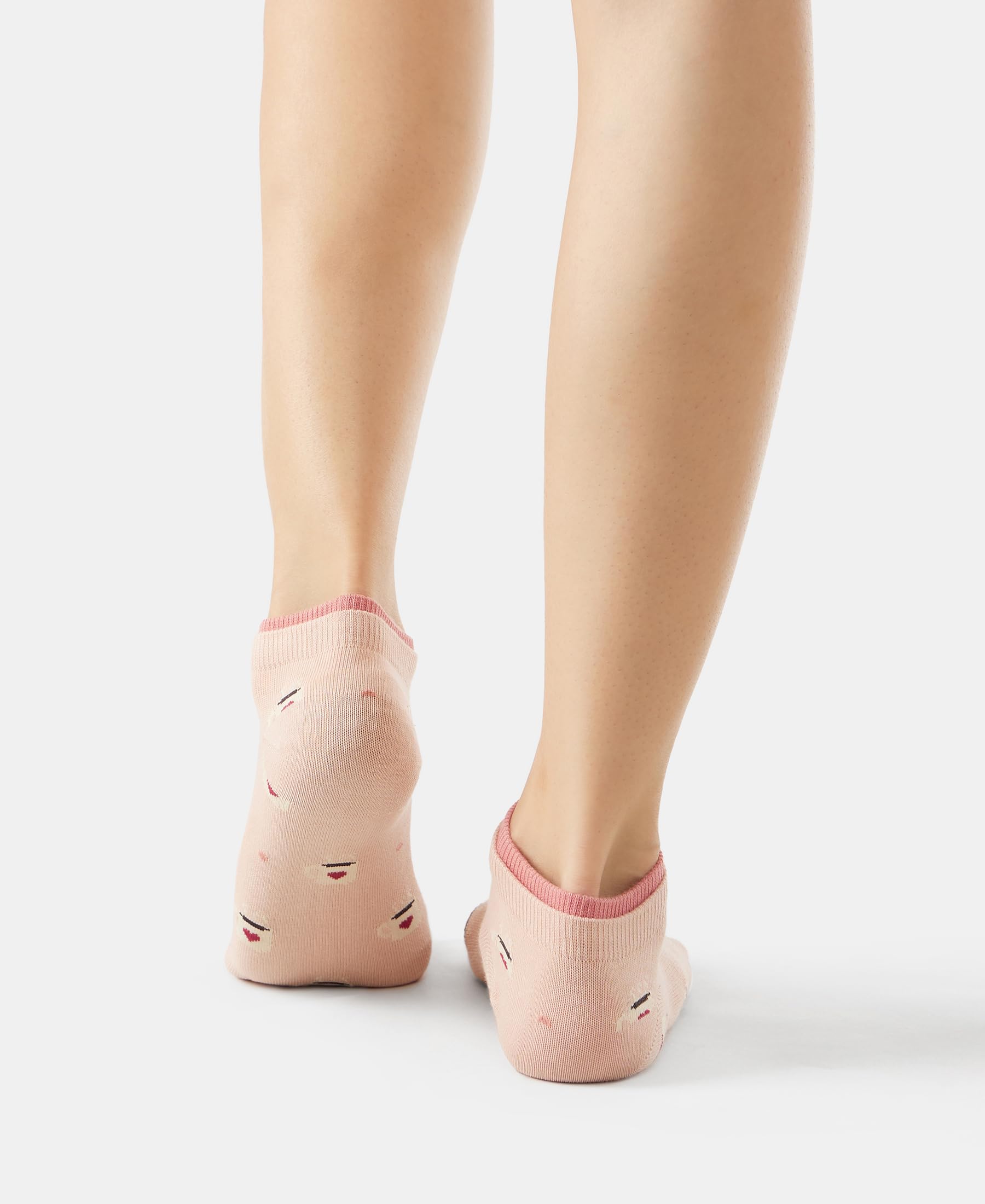Jockey 7480 Women's Compact Cotton Stretch Low Show Printed Socks with Stay Fresh Treatment (Pack of 2)_Rose Smoke & Beet Red_FREE SIZE - Image 9 thumbnail