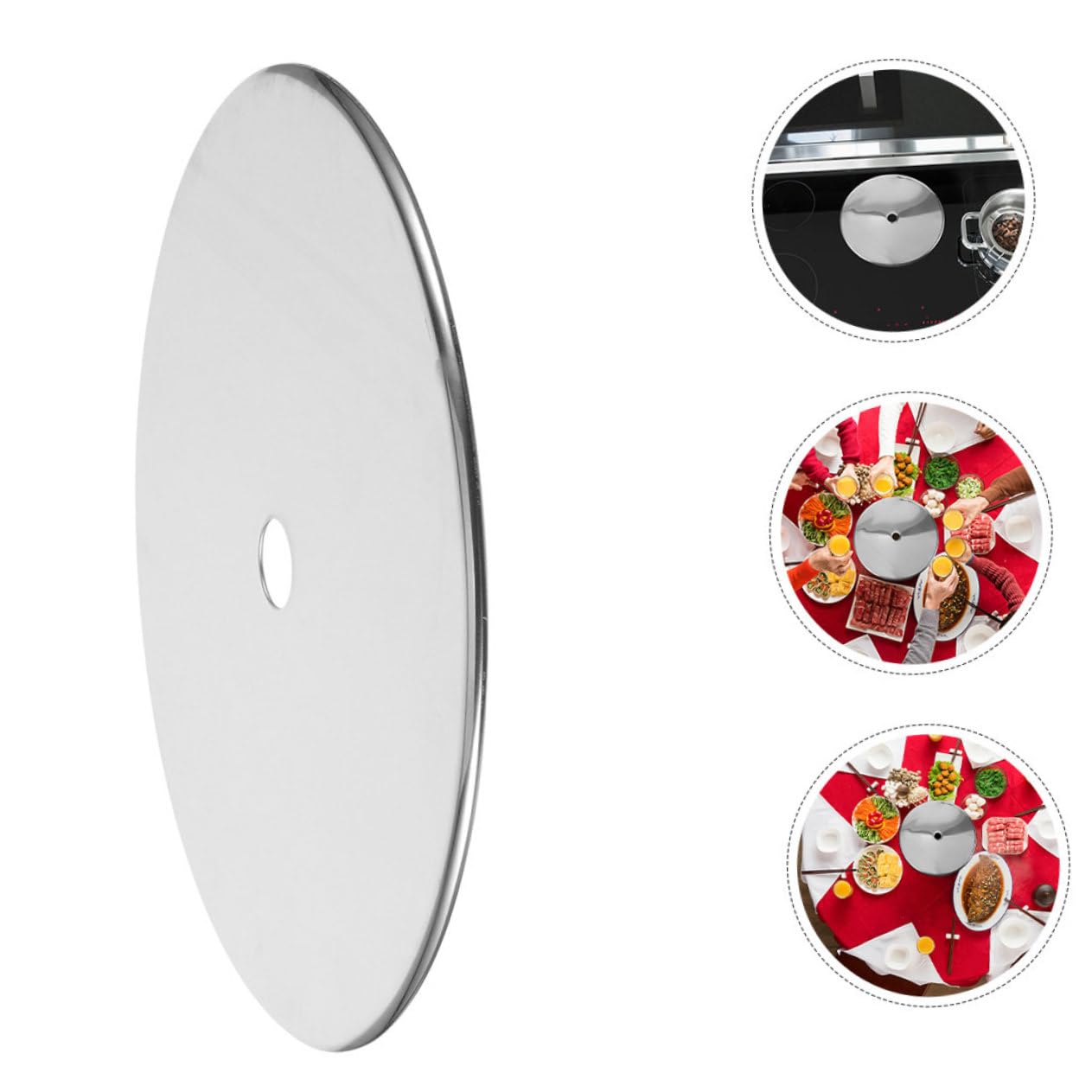 2piezas Placa Difusora De Calor De Acero Inoxidable Para Cocina De Inducción Conjunto De Aro Adaptador Para Reparación De Cocinas y Mesas De Hot Pot y Fácil De Limpiar