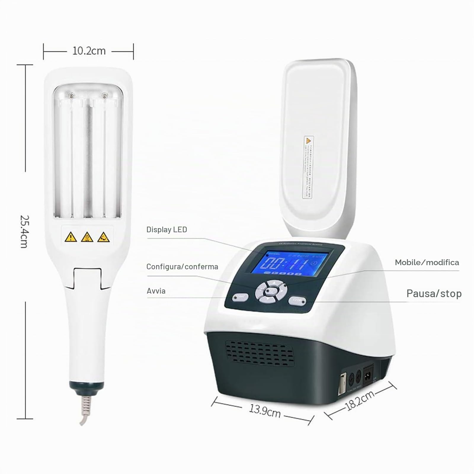 Generico Terapia della Luce UVB con Due lampadine: Lampada UV di fototerapia a Banda Stretta da 311 NM, Area 104cm², Timer, Display LCD.Trattamento per Tutto Il Corpo Sicuro ed Efficace