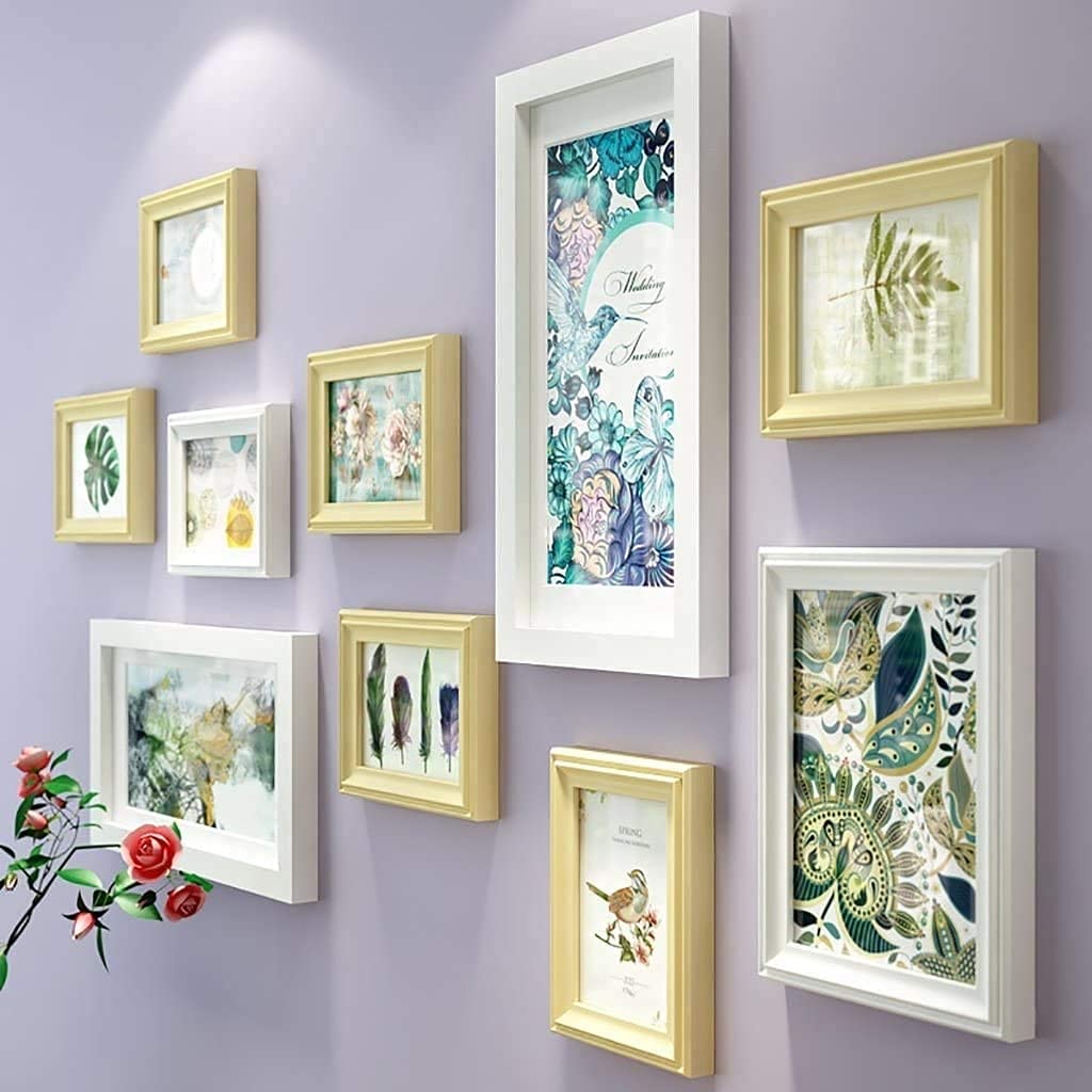 Kit de galerie murale en bois noble lot de 10 cadres photo salon
