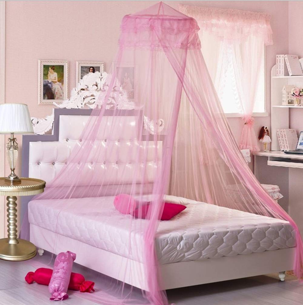 Moustiquaire dôme en dentelle rose créez un cocon romantique dans votre chambre