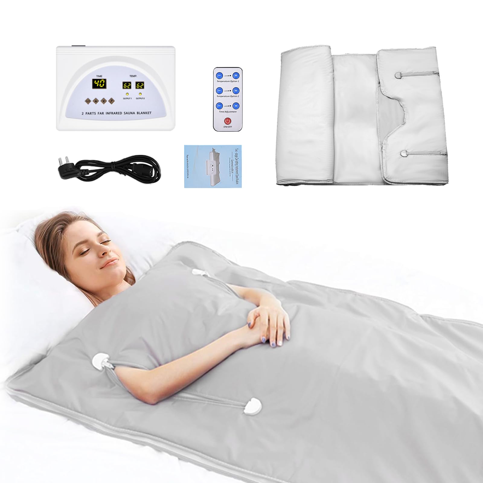Couverture Sauna Infrarouge 650 W Oxford avec Fermetures éclair et Télécommande