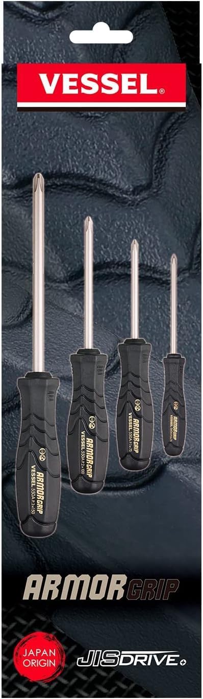 VESSEL – ARMOR GRIP™ Screwdriver Cross Point 4PC. Set (JISDRIVE) No.550APH4PBU