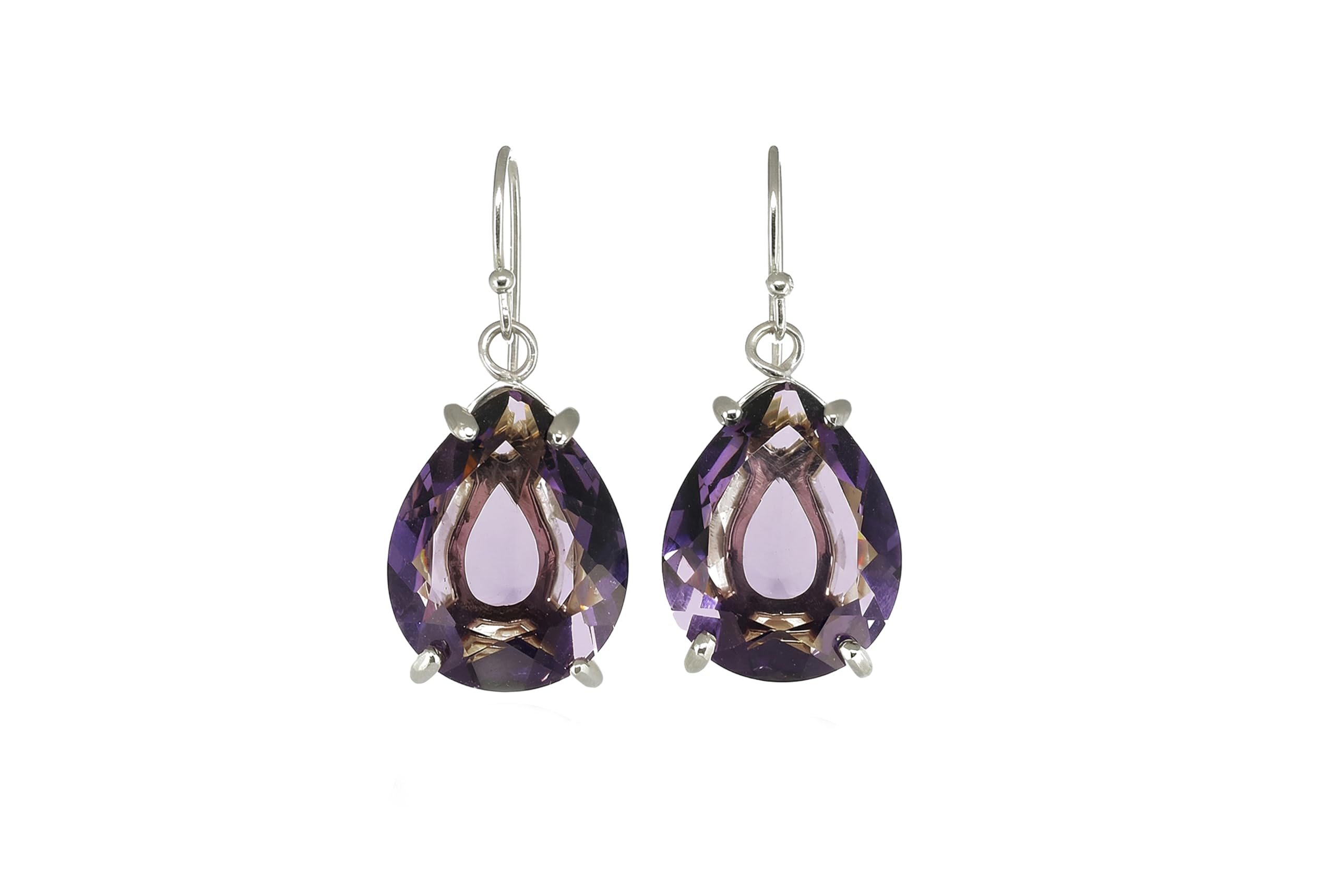 Pendientes de Oro 14k Amatista - Pendientes Colgantes Pera - Febrero Birthstone Pendientes - Profunda Piedra Púrpura Pendientes