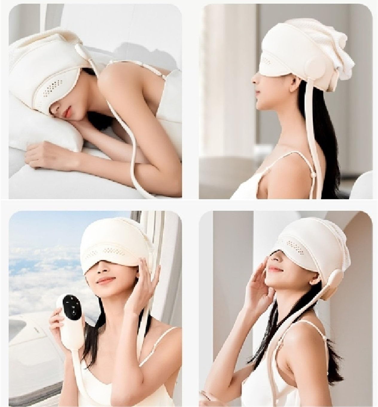 Masseur de tête électrique Anti-migraine avec 6 Coussins gonflables et 3 Modes de Chauffage, Rechargeable, for Homme et Femme