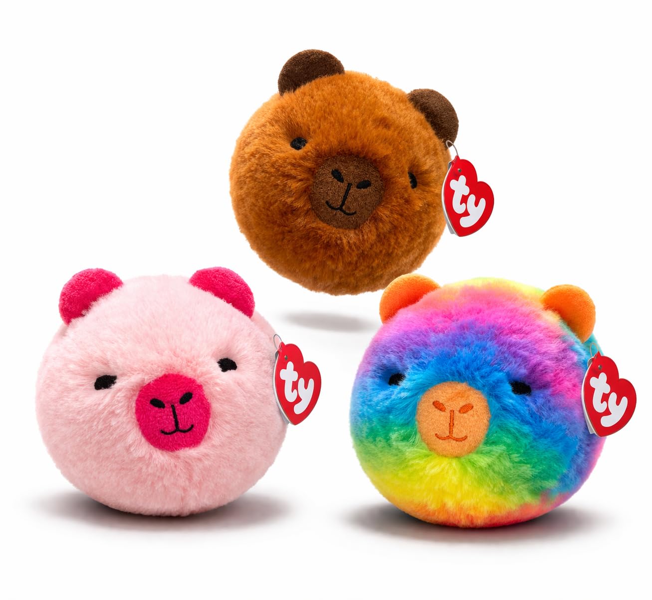 TY Bouncer Capybara 3 Piece Gift Set – Cedar, Rainy, and Lotus 7cm – Soft Plush Bouncy Ball – Collectible Stuffed Toy – Cuddly Plushies for Kids