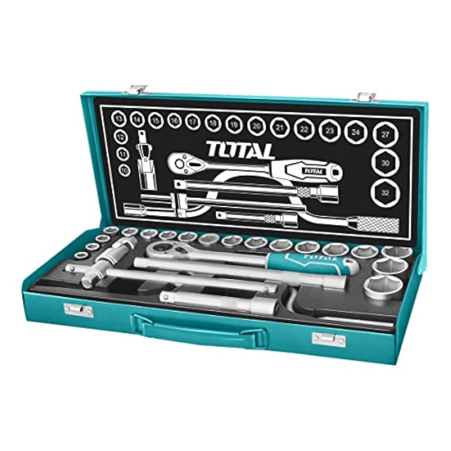Total Zestaw nasadek 24 szt. metalowa obudowa THT141253