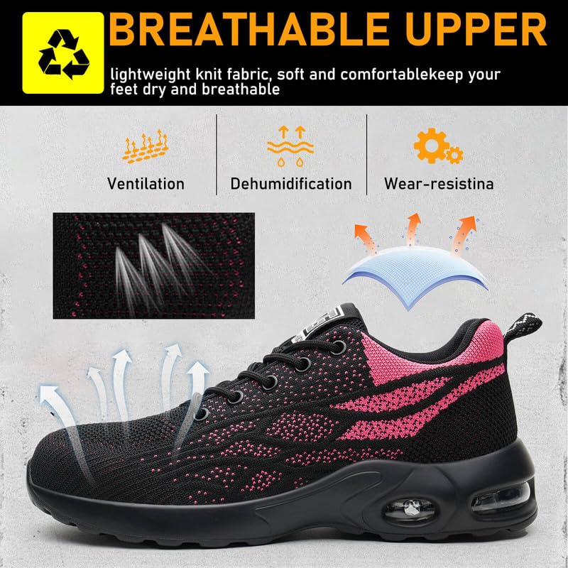 Scarpe Antinfortunistiche Uomo Donna Scarpe da Lavoro con Punta in Acciaio Leggere Air Cusion Scarpe da Lavoro Antinfortunistiche Anti-Smash Anti-Perforazione Traspiranti Antiscivolo Scarpe da Lavoro