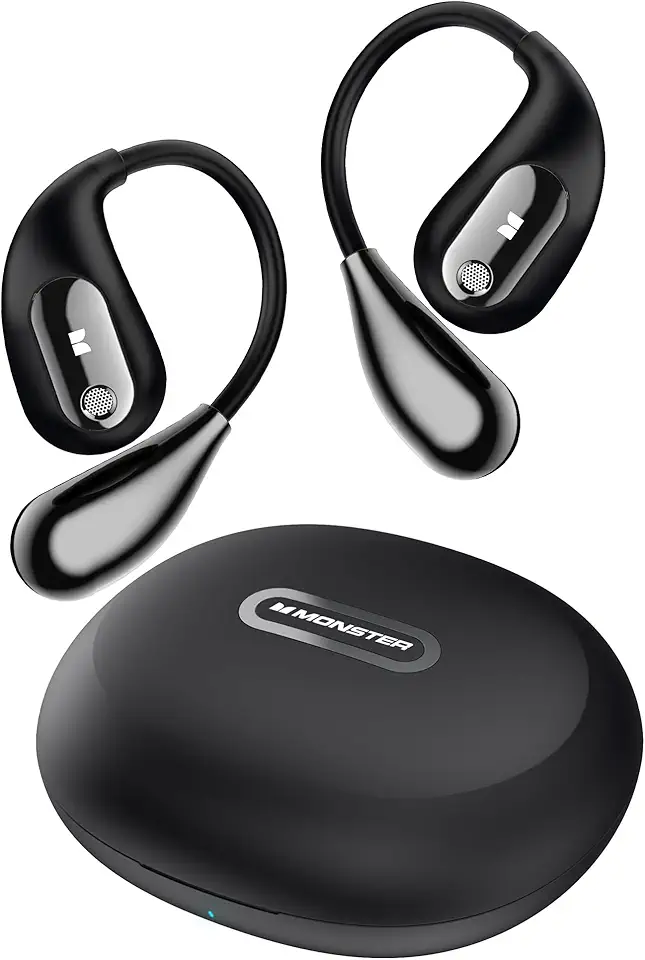 Monster Open Ear AC210 Headphones, Advanced Audio with Bluetooth 5.4, Wireless Headphones 30 Hours Playback, Type-C Charging, HD Voice Calls, Touch Controls, IPX5 Water Resistance – Black