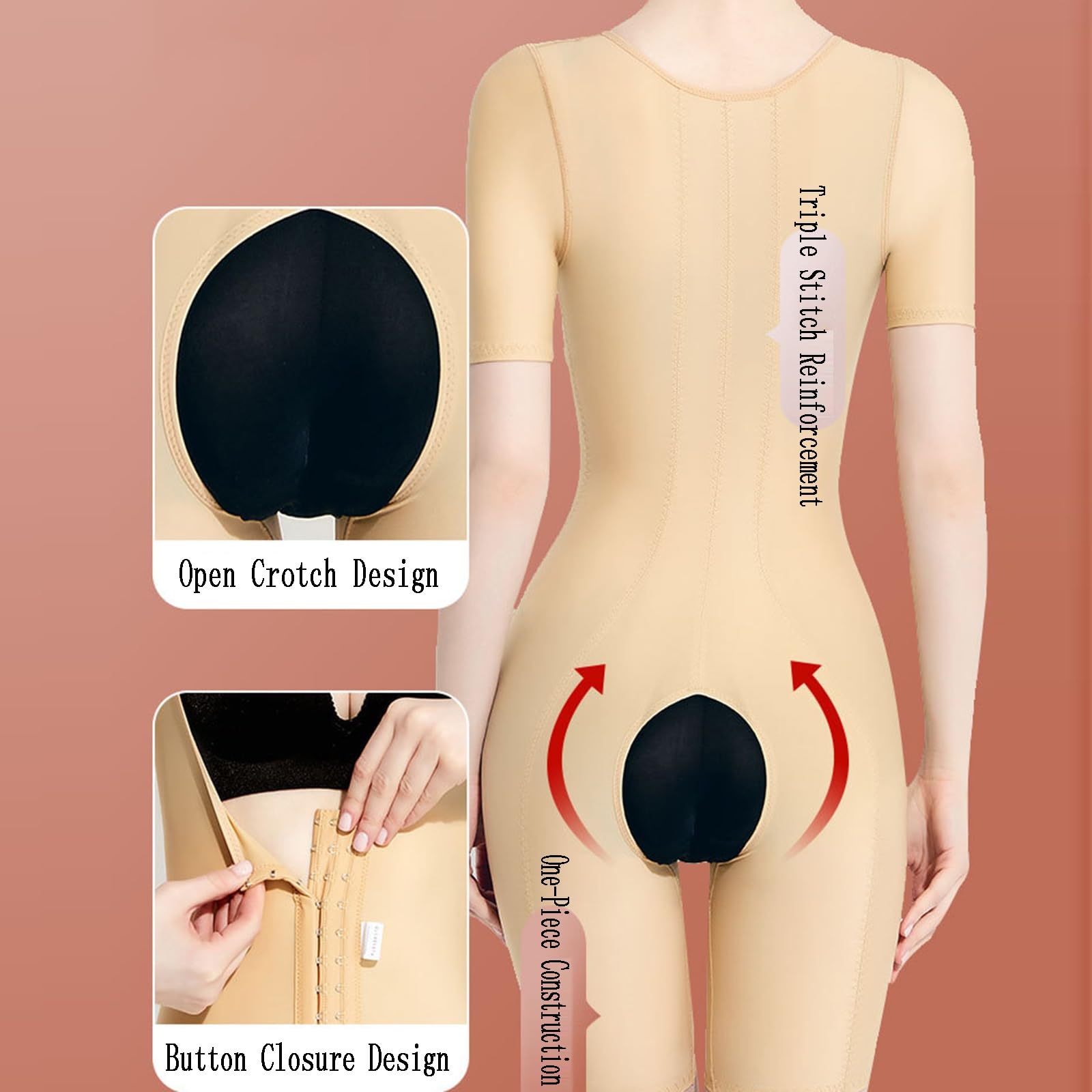 Body Moldeador, Compresión Circular, Correa de Pecho Ajustable, Entrepierna Abierta | Diseño de una sola pieza,Más fácil de usar,Costuras reforzadas,Levantamiento y modelado de cadera
