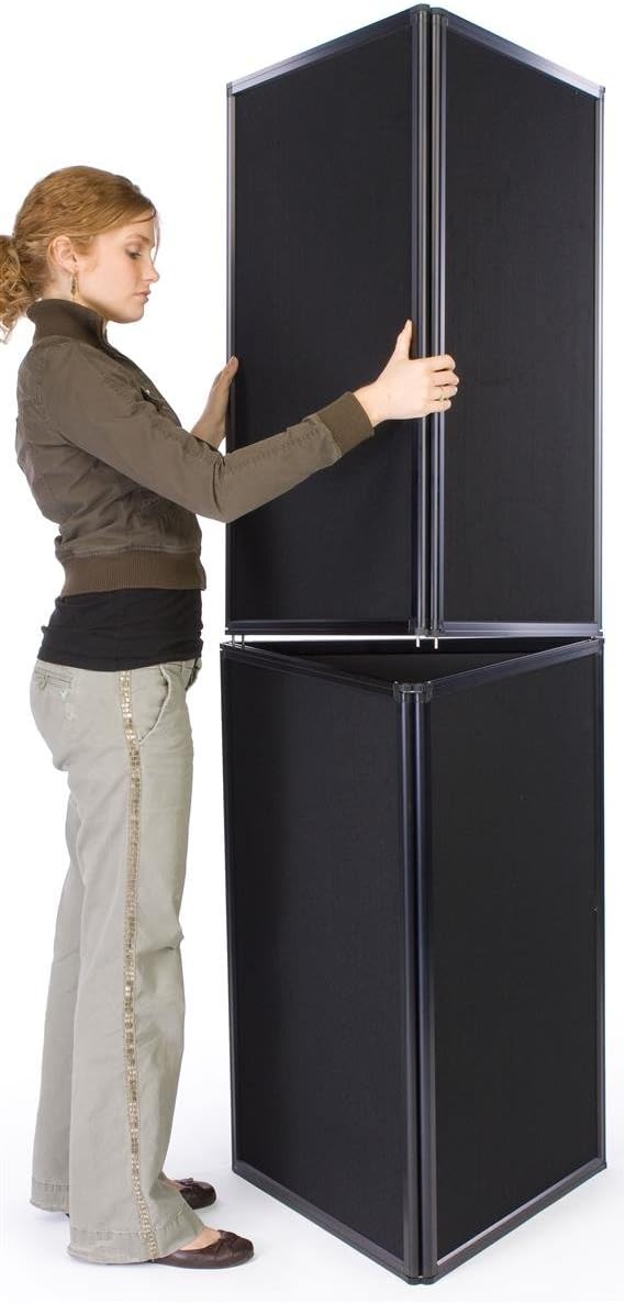 Displays2go Portable Display Panel System, Includes 6 Show Panels, Folding Design, Hook & Loop-Receptive Fabric – Black (T6PNLBK)