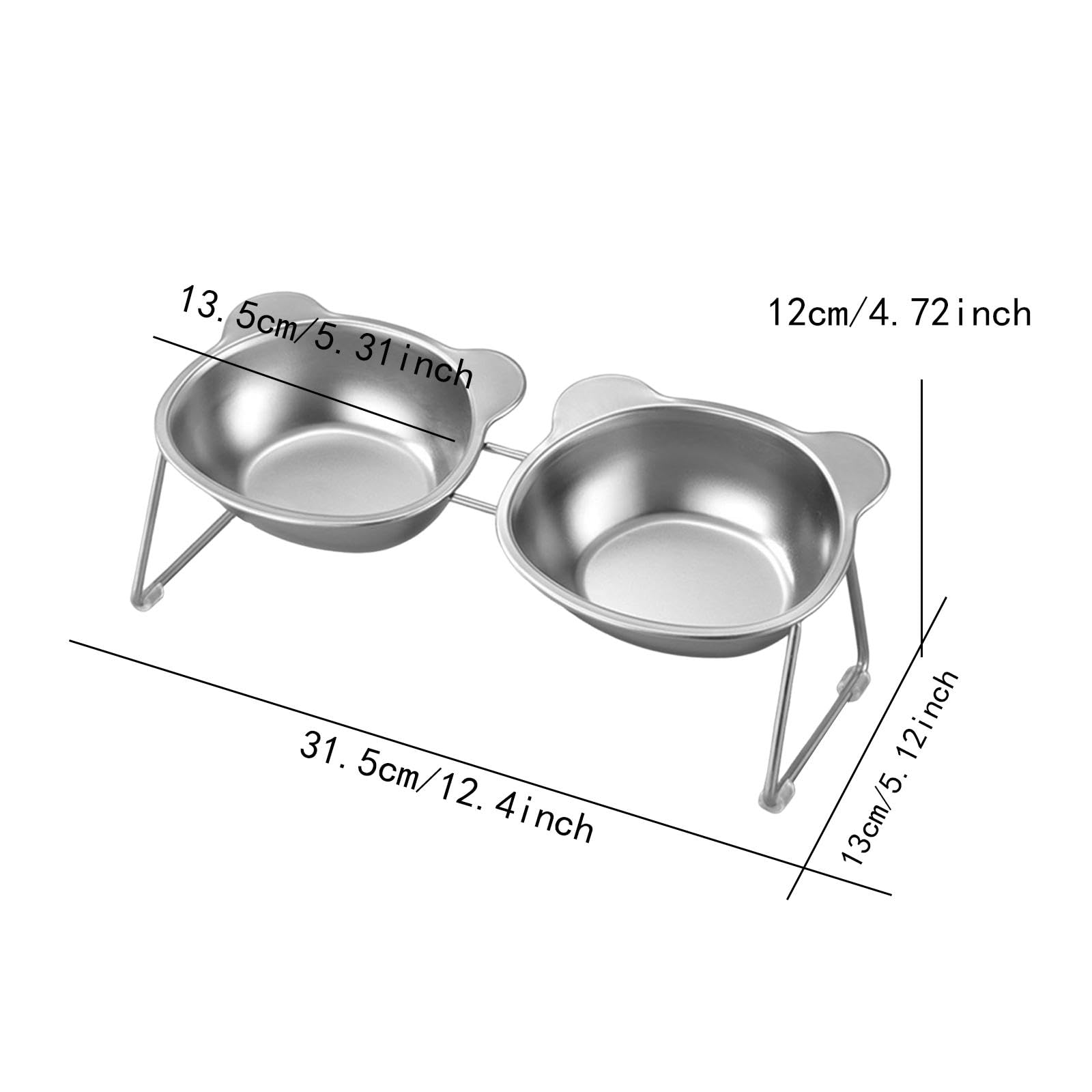Comedero Elevado para Gatos, Comedero para Mascotas, Decoración, Recipiente para Alimentar Cachorros, Ideal para Viajes, Hogar de EST, Cuencos Dobles de Dibujos Animados, Individual