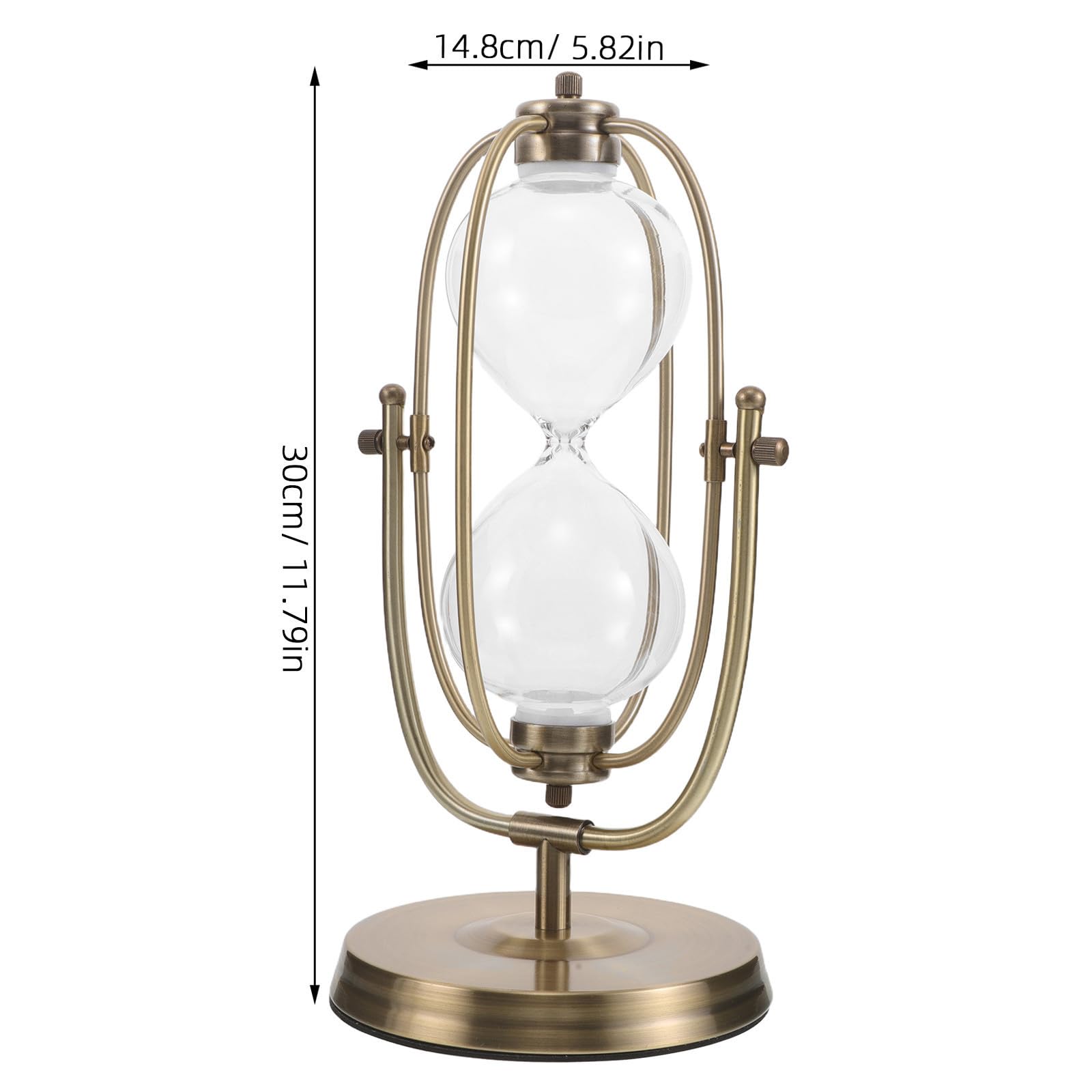 Sablier Rotatif Vintage Vide en Verre et Alliage pour Bureau