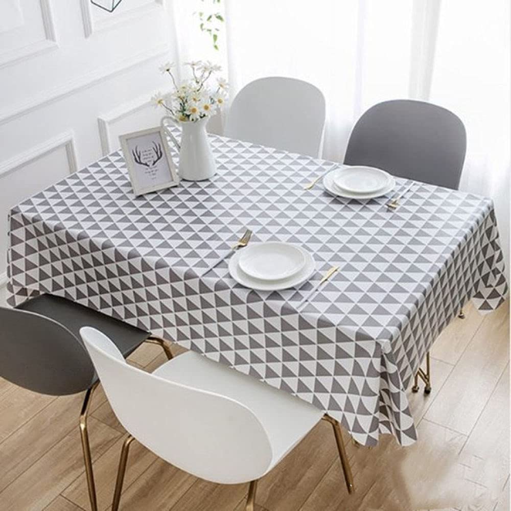 Nappe PVC grise 110x160cm rectangulaire imperméable style campagnard pour table basse et restaurant