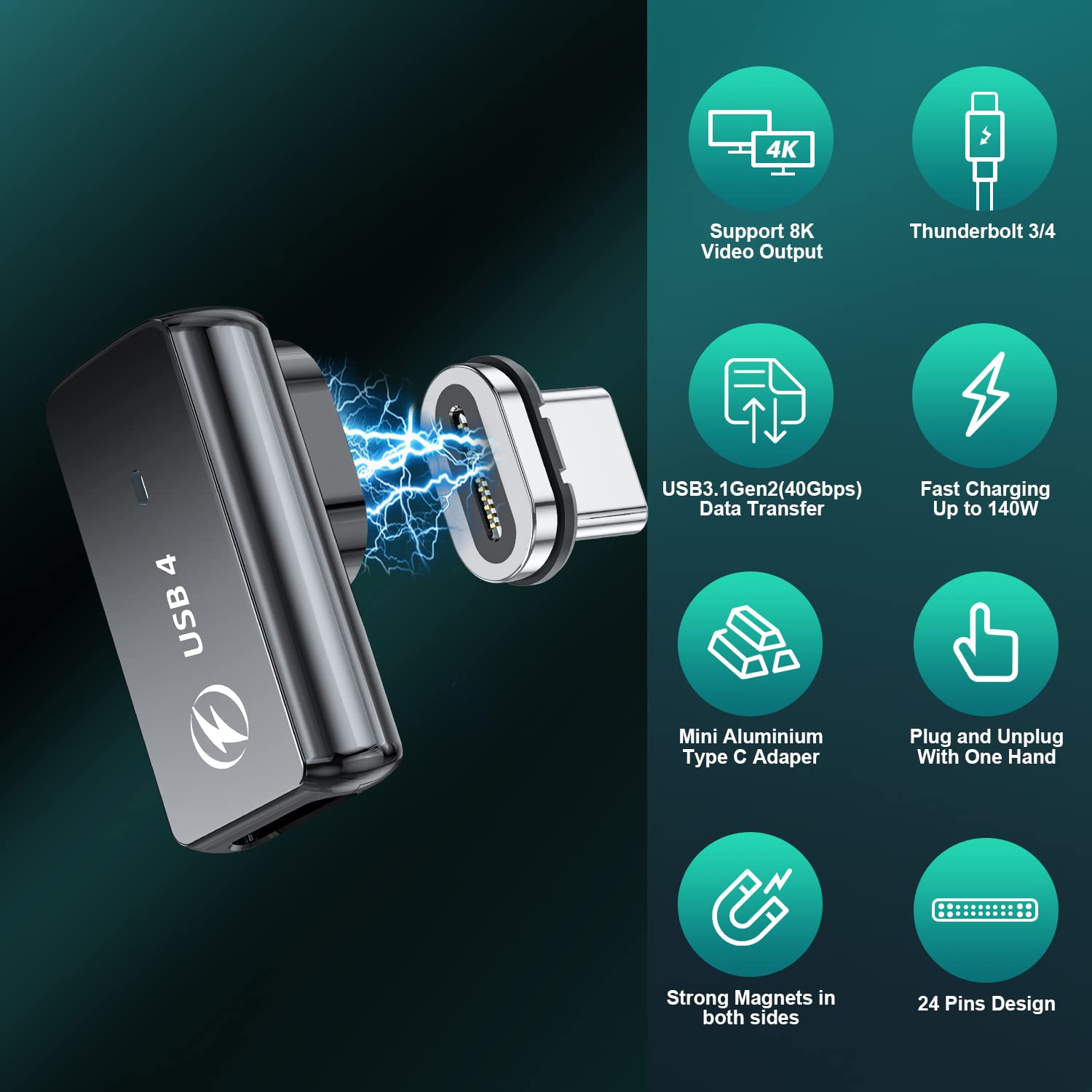 Cavo Magnetico Adattatore Magnetico USB-C 240W VAFOTON Ricarica