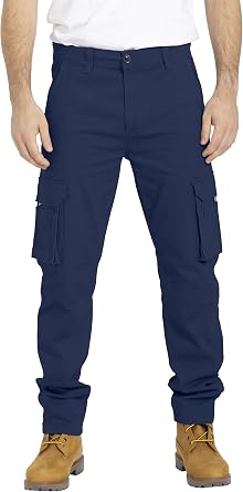 Casual Cargo Pants for Men Stretchable Regular Fit Cargo Work Pants for Men Heavy Duty 6 Pocket Outdoor Mens Work Pants