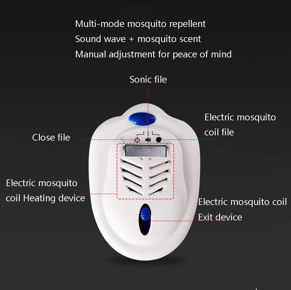 XRX Ultrasónico Repelente De Mosquitos Batería Enchufable Portátil para Exteriores Potente Deworming Electrónico Artefacto Lámpara Multifunción Blanca White