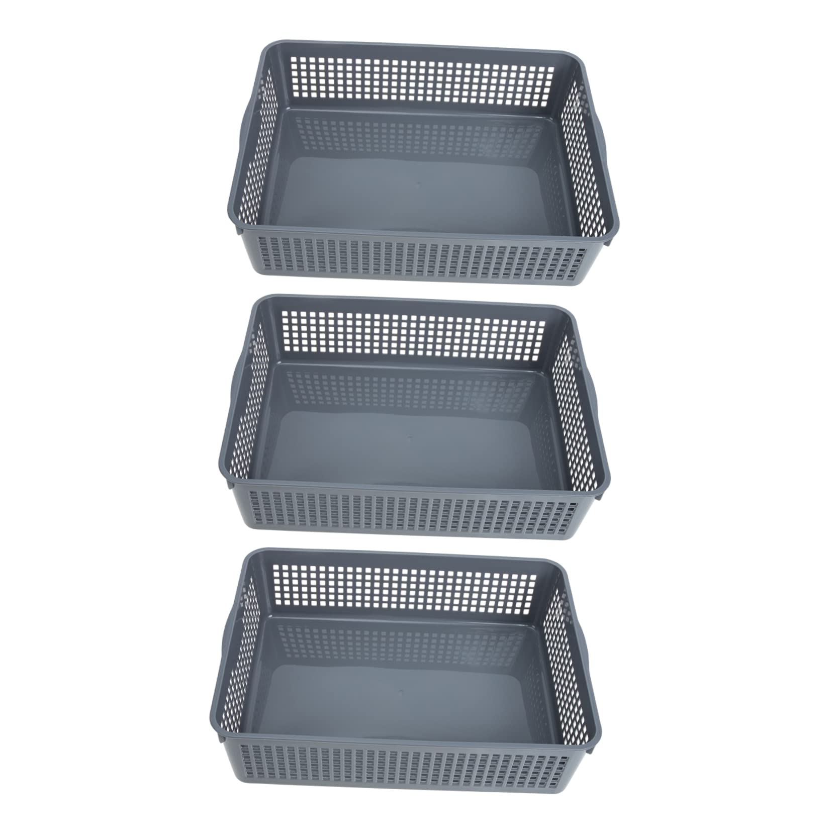 Boîtes de rangement pour optimiser les tiroirs et placards lot de 3 paniers plastique gris de bureau