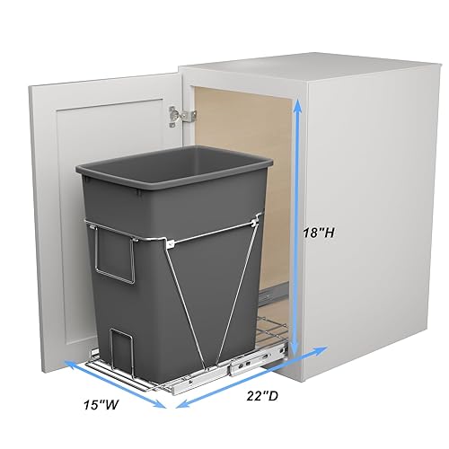 Miniatura 6 de ROOMTEC Cubo de basura extraíble debajo del gabinete, estante de basura ajustable para cocina, organizadores de debajo del fregadero, organizadores