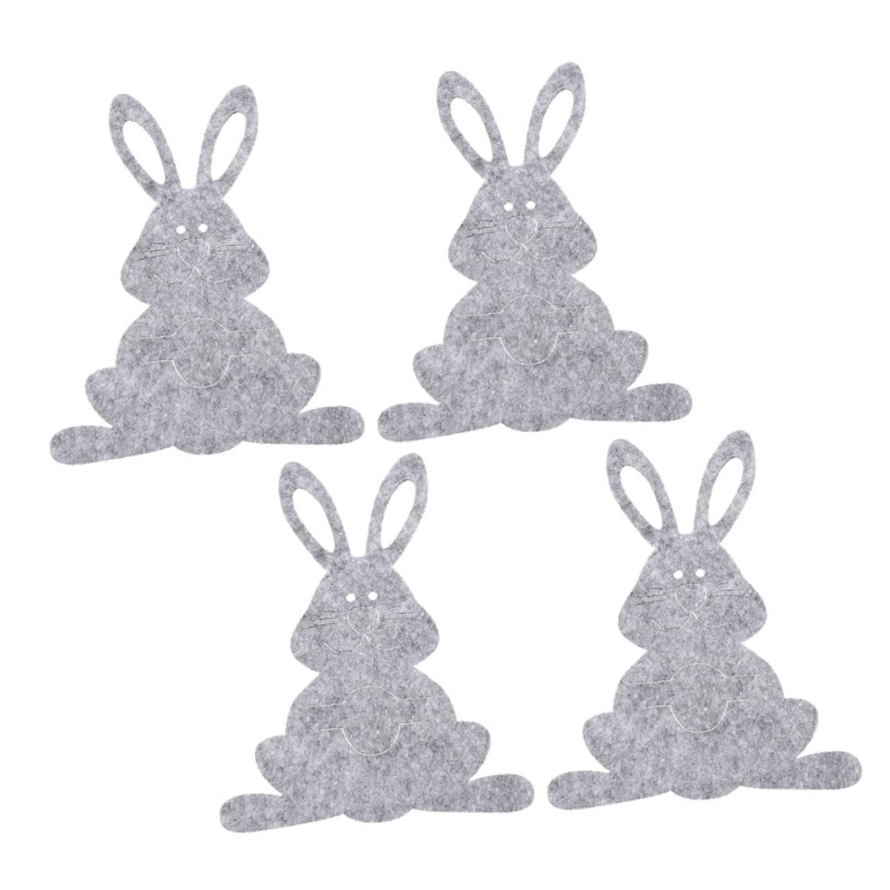 OHPHCALL 4pcs Rabbit Shape Cutlery Pouch Easter Utensil Holder for Dining Tableware Storage Felt Organizer for Family Gatherings Lightweight Portable Bunny Decor