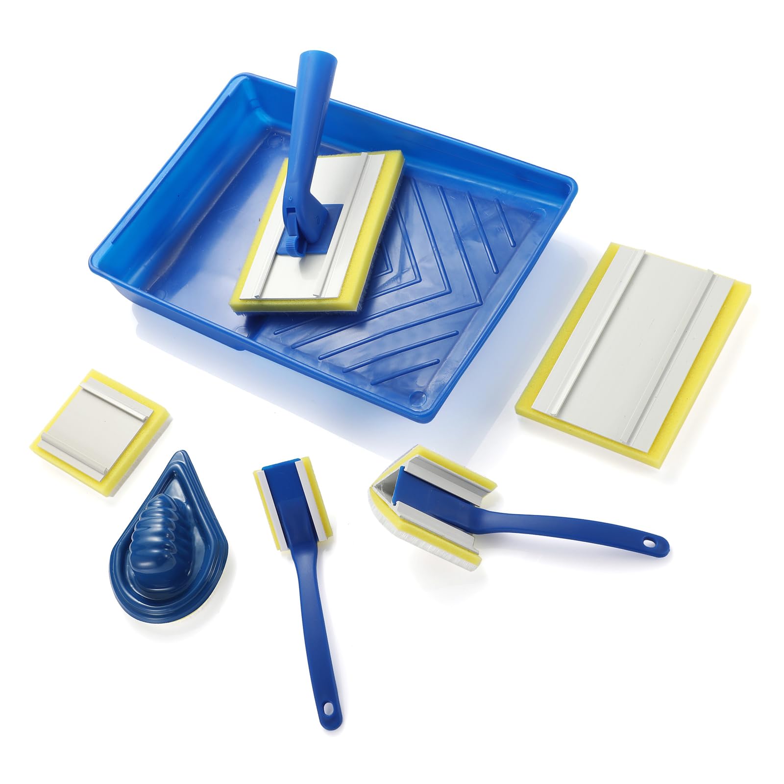 8Piece Paint Applicator Paint Brush Set Featuring Ergonomic Handle and Precisely Edges Brushes for Interior Decors Professional Tray Set