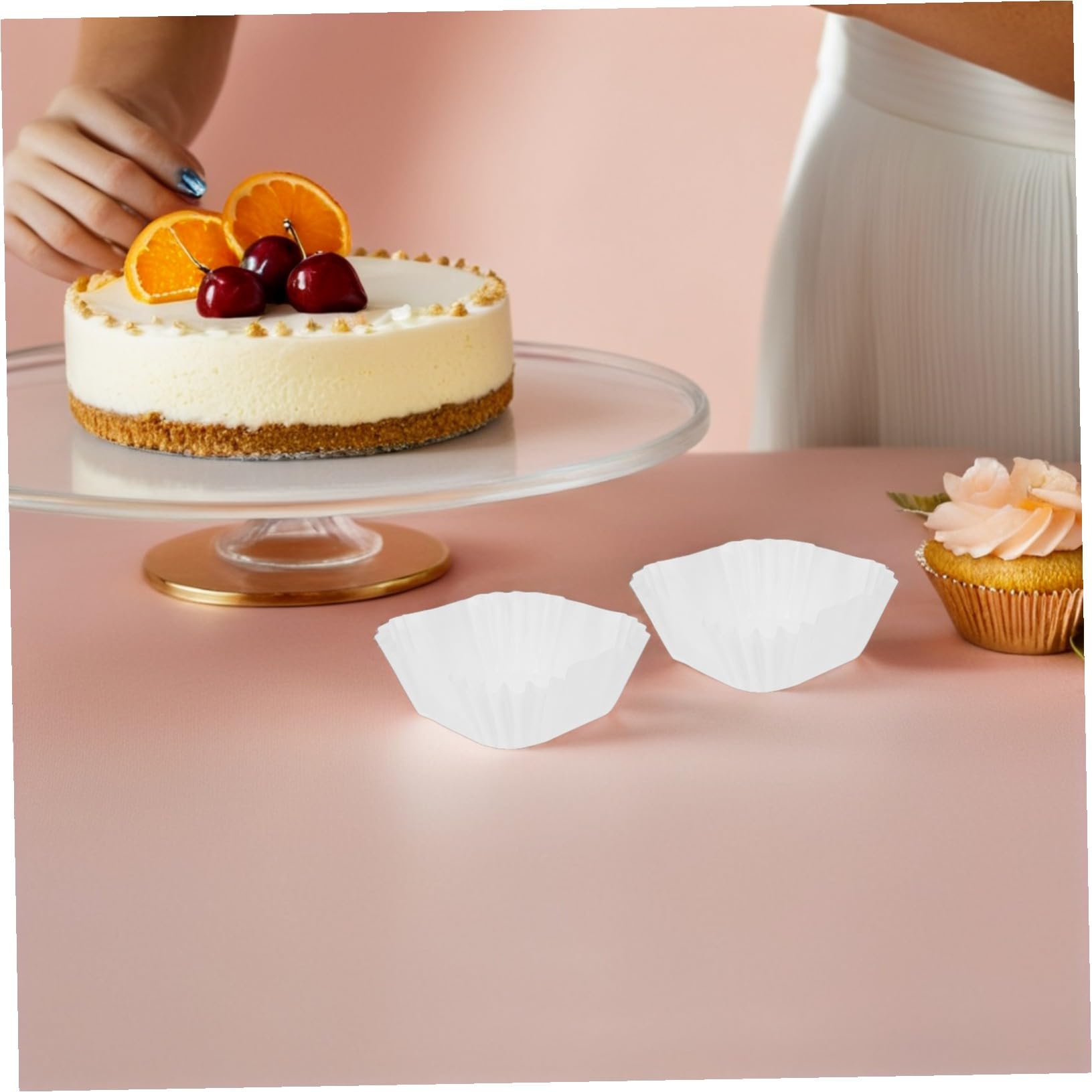 Sosoport 3000pcs Moules à Cupcakes Carrés Blancs en Papier pour Gâteaux Mousse Tarte Fourrés Résistants Chaleur Usage Maison Anniversaire