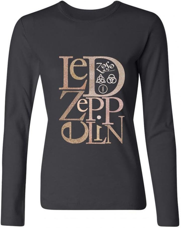 Tailored Led Zeppelin Hard Rock Long Sleeve T-shirts For Ladies Black S