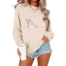 Ykomow Christmas Sweatshirt for women Retro Ugly Merry Christmas Sweaters Long Sleeve Xmas Graphic Shirts