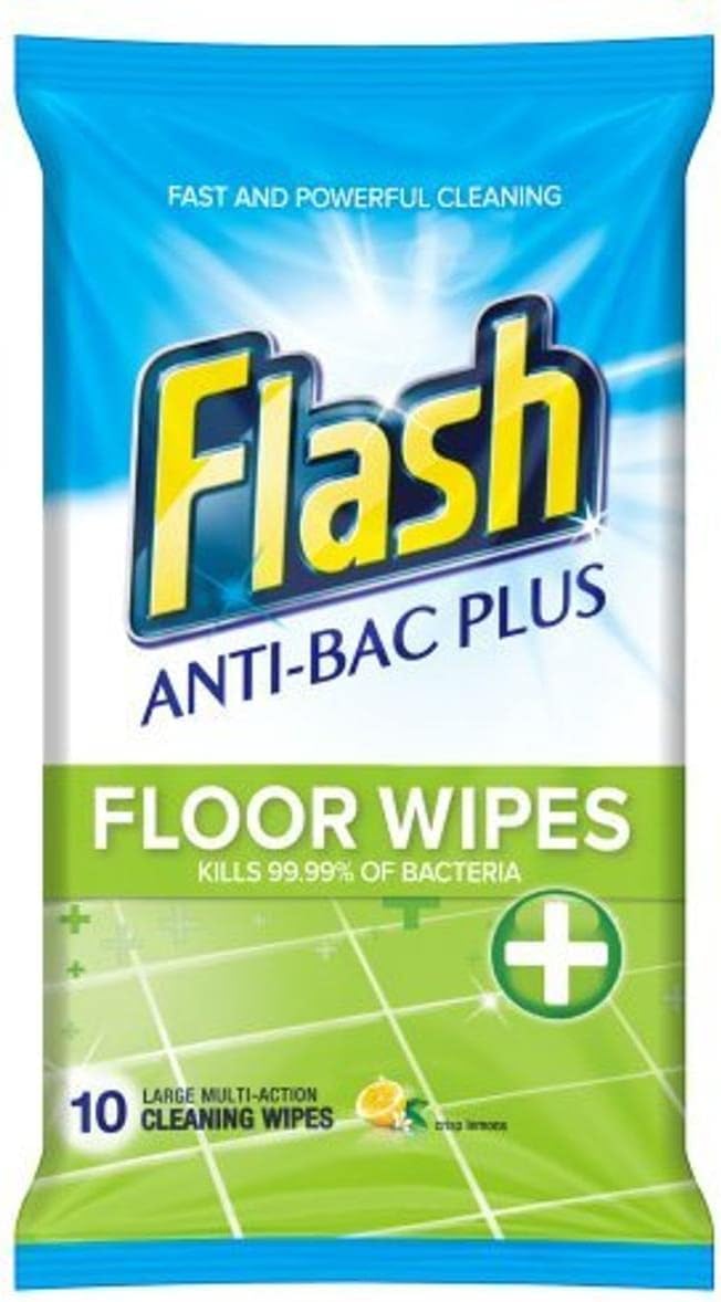 Flash AntiBacterial Plus Lemon Scent Floor 10 Large MultiAction
