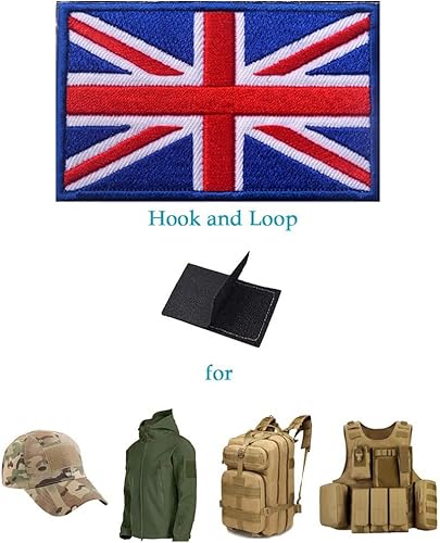 Miniatura 6 de 2 parches tácticos bordados de la Gran Unión Británica de Reino Unido, bandera de Inglaterra del Reino Unido, emblema para coser en la moral,