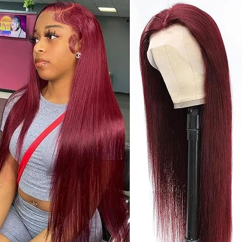 Miniatura 7 de Pelucas de cabello humano brasileño, liso, virgen, para mujeres afroamericanas, 150 % densidad, con cierre de encaje frontal 4x4, con pelillos y