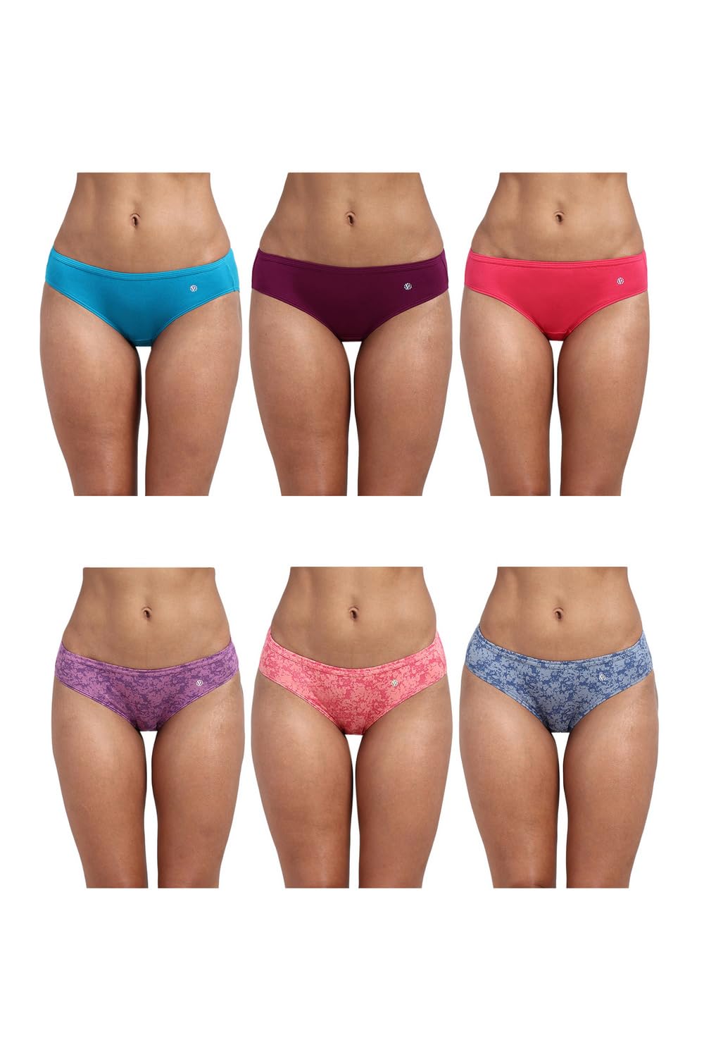 Women Cotton Assorted Anti-Bacterial Bikini Panty - Pack of 6 (Colors & Prints May Vary)