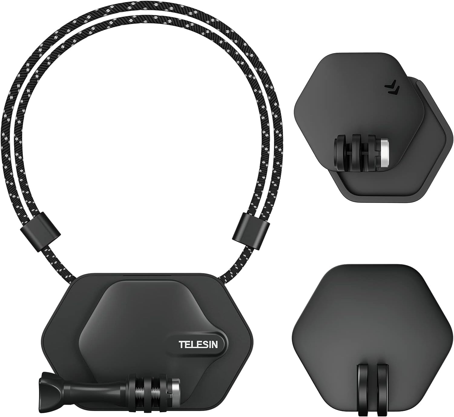 TELESIN Soporte Magnético Snap Cuello y Pecho para GoPro Hero 13/12/11/10/9, Insta360, dji Osmo Action, con Base de Liberación Rápida, Montura de Nanoviscosa, Kit de Adaptador de Palo Selfie