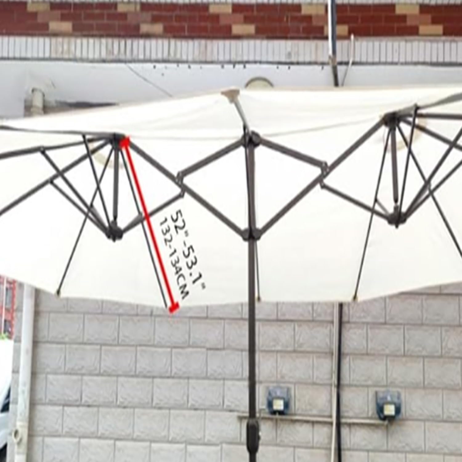 460×270cm Toile De Rechange per Parasol Double, 12 Baleines Durable Grande Housse De Parapluie pour Patio Marché Cour, Protection UV(Dark Grey)