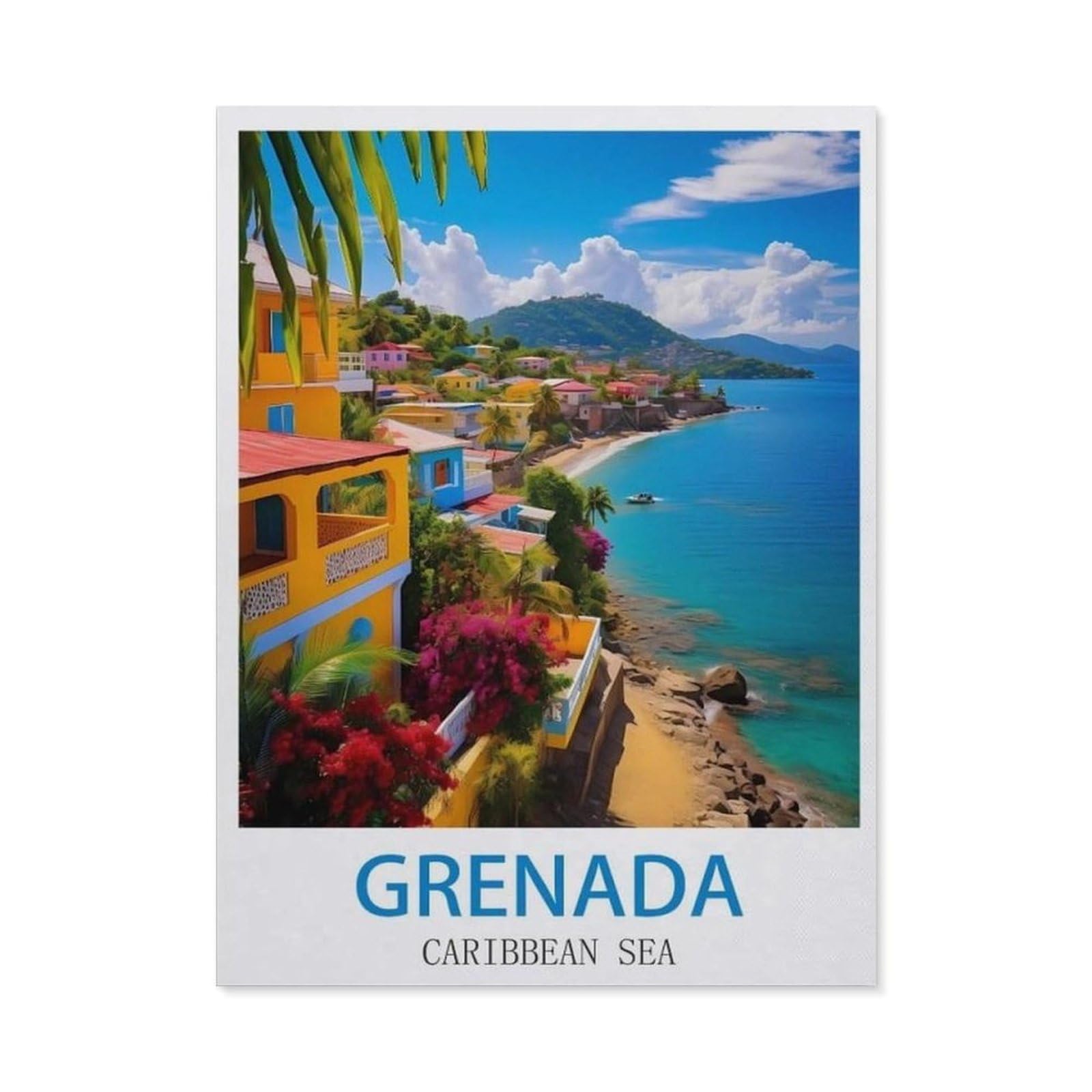 BEAYODKP 5D Diamond Painting Set for Adults and Children，Caribbean Sea Grenada，DIY Diamond Crystal Rhinestone Embroidery Painting（40 x 50 cm/15.74 x 19.68 inches）-CK78