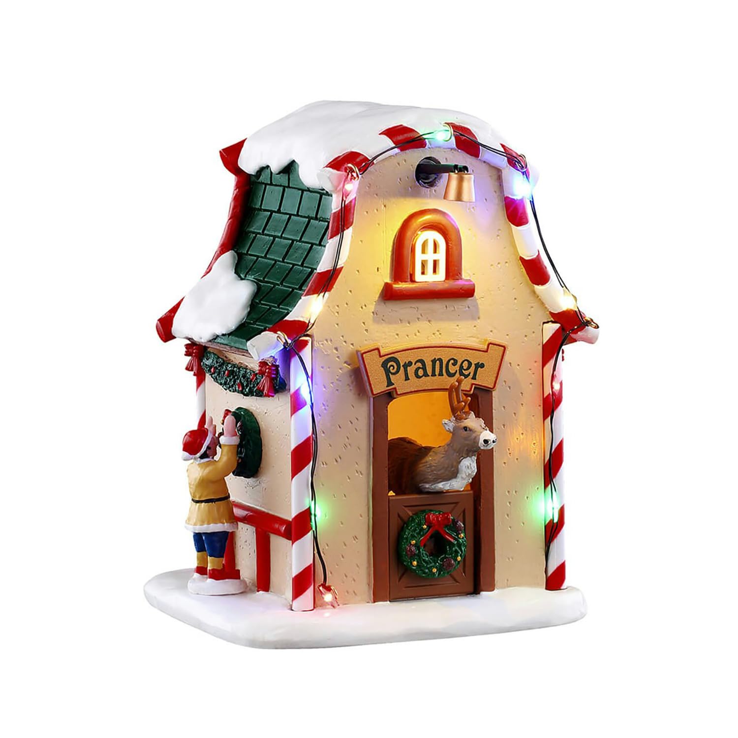 LEMAX Prancer's Den Reindeer Den with LED Lights Prancer's Den in Resin H12,5x9.5x8.5cm