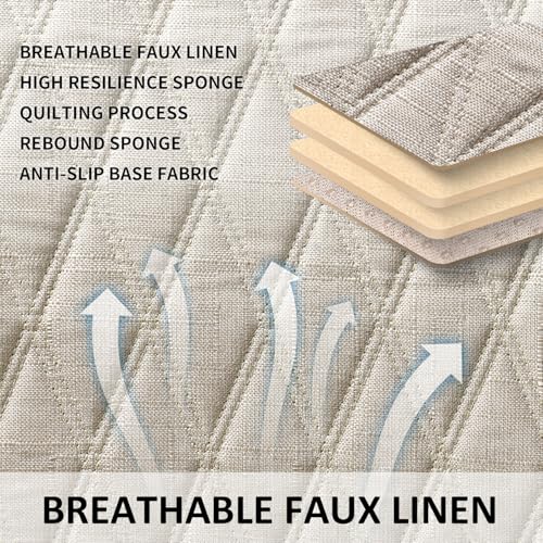 Image of Leader Accessories Faux Linen Rear Bench Seat Cover, Size S, Beige