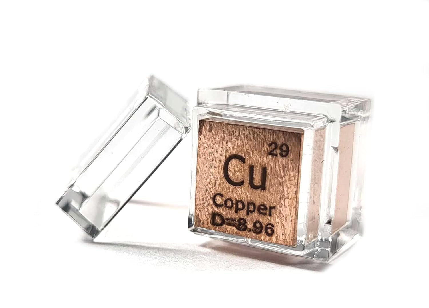 0.39" 10mm Copper Metal Cube Cu up to 99.9% Pure Periodic Table Element Engraved Density Collection Science Education Display Block Cube + Acrylic Case Box - 1PC โ image 1