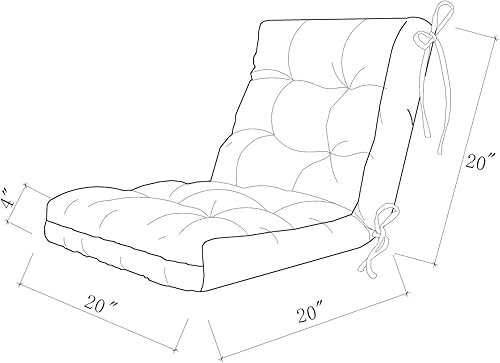Miniatura 2 de ARTPLAN Cojín para silla de exteriores para asientorespaldo, cojín para silla de patio con lazo, repuesto para cojín de patio, juego de 2, 20 x 20 x